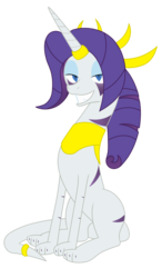 Size: 2000x3416 | Tagged: safe, artist:gatesmccloud, artist:skyspeardraw, rarity, demon pony, cmc 10k, g4, chaos, comic, corrupted, high res, simple background, species swap, transparent background, vector