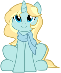 Size: 1813x2141 | Tagged: safe, artist:furrgroup, oc, oc only, oc:shiver snow, pony, unicorn, clothes, female, looking at you, mare, scarf, simple background, smiling, solo, white background