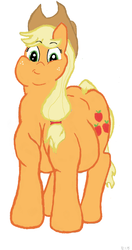 Size: 1360x2568 | Tagged: safe, artist:lupin quill, applejack, g4, applefat, chubby, fat, female, ms paint, simple background, solo