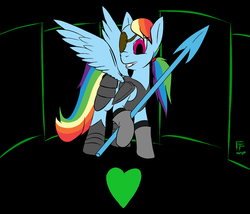Size: 1400x1200 | Tagged: safe, artist:frecklesfanatic, rainbow dash, g4, crossover, female, rainbowdyne, solo, spoilers for another series, undertale, undyne, undyne the undying
