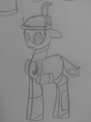 Size: 500x669 | Tagged: safe, artist:poorlydrawnpony, oc, oc only, oc:cassy mctruckhorse, robot, truck pony, monochrome, solo