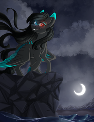 Size: 700x900 | Tagged: safe, artist:silentwulv, oc, oc only, heterochromia, moon, solo