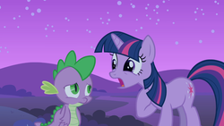 Size: 1366x768 | Tagged: safe, screencap, spike, twilight sparkle, g4, owl's well that ends well