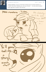 Size: 641x1008 | Tagged: safe, artist:koportable, applejack, earth pony, pony, g4, applejackasks, comic, female, monochrome, solo