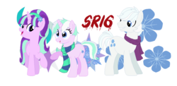 Size: 1058x516 | Tagged: safe, artist:superrosey16, double diamond, starlight glimmer, oc, oc:snowflake, g4, alternate hairstyle, female, male, offspring, parent:double diamond, parent:starlight glimmer, parents:glimmerdiamond, ship:glimmerdiamond, shipping, straight