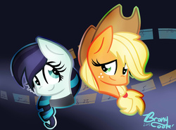 Size: 2377x1761 | Tagged: safe, artist:lynchristina, applejack, coloratura, g4, the mane attraction, female, lesbian, ship:rarajack, shipping