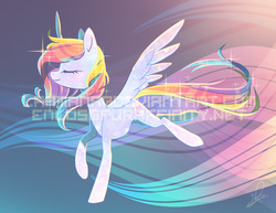 Size: 1100x850 | Tagged: safe, artist:lanmana, oc, oc only, oc:glittering cloud, pegasus, pony, eyes closed, female, mare, solo