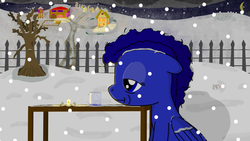 Size: 5000x2813 | Tagged: safe, artist:nuxersopus, oc, oc only, night, sad, snow, snowfall, solo