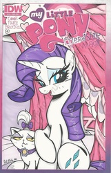 Size: 1024x1588 | Tagged: safe, artist:ponygoddess, opalescence, rarity, cat, pony, unicorn, g4, comic cover, female, horn, mare, watermark