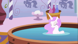 Size: 480x270 | Tagged: safe, artist:duo cartoonist, princess celestia, alicorn, pony, g4, animated, ask, bath, bathing, bubble, cute, cutelestia, eyes closed, fart, farting bubbles, female, frown, pink mane, pink-mane celestia, relaxing, smiling, solar wind, solo, spa, swanlestia, tumblr, wide eyes