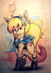 Size: 2166x3076 | Tagged: safe, artist:tamikimaru, oc, oc only, oc:love note, clothes swap, contest entry, cutie mark, high res, solo, traditional art