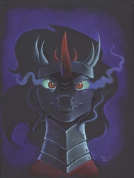 Size: 1000x1322 | Tagged: safe, artist:baron engel, king sombra, pony, unicorn, g4, glowing eyes, looking at you, male, pencil drawing, solo, traditional art