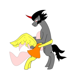 Size: 4009x4181 | Tagged: safe, artist:franciska1991, fluttershy, king sombra, pony, g4, absurd resolution, bipedal, clothes, dress, female, hug, male, ship:sombrashy, shipping, simple background, straight, transparent background