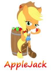 Size: 1760x2399 | Tagged: safe, artist:skyward-spark-25, applejack, earth pony, anthro, plantigrade anthro, g4, apple, barrel, female, food, simple background, solo, sonic the hedgehog (series), sonicified, transparent background