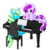 Size: 2000x2000 | Tagged: safe, artist:exceru-karina, oc, oc only, oc:milagra lilac, oc:mojitojoe, pony, unicorn, high res, married, music, musical instrument, necktie, piano, romantic, simple background, transparent background, two toned hair