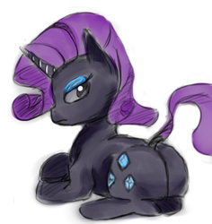 Size: 607x643 | Tagged: safe, artist:post-it, nightmare rarity, pony, unicorn, g4, chubby, colored sketch, dock, fat, female, nightmare raritubby, sketch, solo