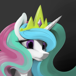 Size: 3000x3000 | Tagged: safe, artist:dimfann, princess celestia, g4, female, high res, portrait, simple background, solo