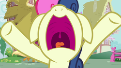 Size: 1280x720 | Tagged: safe, screencap, bon bon, sweetie drops, g4, hearts and hooves day (episode), season 2, floppy ears, hearts and hooves day, mawshot, nose in the air, open mouth, palate, screaming, uvula, volumetric mouth