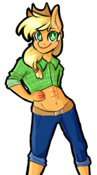 Size: 1060x1920 | Tagged: safe, artist:askthetwidash, applejack, earth pony, anthro, g4, abs, belly button, female, midriff, solo