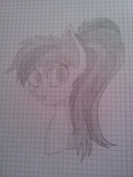 Size: 1920x2560 | Tagged: safe, artist:snowy_sprinkles, rainbow dash, g4, cute, drawing, fanart, graph paper, grayscale, monochrome, ponytail, tongue out, traditional art