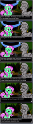 Size: 386x1417 | Tagged: safe, artist:marcusmaximus, minty, cockatrice, g3, airship, comic, everfree forest, fresh minty adventure, game, implied trixie, petrification, pony platforming project, royal guard, statue