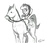 Size: 900x767 | Tagged: safe, artist:tsitra360, applejack, earth pony, horse, pony, g4, bipedal, bridle, female, horse-pony interaction, monochrome, ponies riding horses, reins, riding