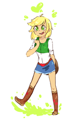 Size: 672x1079 | Tagged: safe, artist:feferugee, applejack, equestria girls, g4, cute, female, heart, jackabetes, no pupils, solo