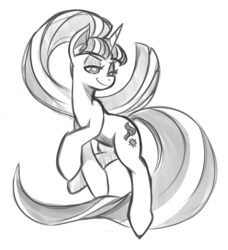 Size: 1092x1200 | Tagged: source needed, safe, artist:reiduran, starlight glimmer, g4, female, grayscale, monochrome, solo