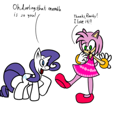 Size: 1950x1950 | Tagged: safe, artist:thesloth1000, rarity, g4, amy rose, clothes, crossover, dress, shoes, simple background, sonic the hedgehog (series), transparent background