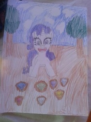 Size: 360x480 | Tagged: safe, artist:alienforcefan, rarity, g4, chaos emerald, crossover, female, male, solo, sonic the hedgehog, sonic the hedgehog (series), traditional art