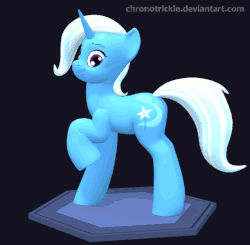 Size: 543x533 | Tagged: safe, artist:chronotrickle, trixie, pony, unicorn, g4, 3d, animated, female, mare, raised hoof, solo, turnaround