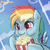 Size: 750x750 | Tagged: safe, artist:lumineko, rainbow dash, pegasus, pony, g4, season 5, the cutie re-mark, cute, dashabetes, eating, female, filly, filly rainbow dash, food, nom, patreon, patreon logo, popcorn, scene interpretation, solo