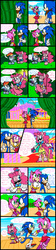 Size: 1100x4946 | Tagged: safe, artist:hoshinousagi, pinkie pie, rainbow dash, anthro, g4, amy rose, comic, crossover, high res, male, sonic boom, sonic the hedgehog, sonic the hedgehog (series), sonicified