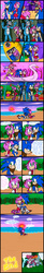 Size: 1100x6630 | Tagged: safe, artist:hoshinousagi, pinkie pie, rainbow dash, anthro, g4, amy rose, barely pony related, comic, crossover, high res, male, sonic boom, sonic the hedgehog, sonic the hedgehog (series), sonicified