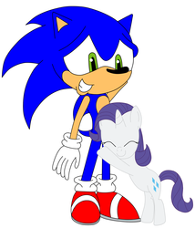 Size: 1200x1400 | Tagged: safe, artist:phantomshadow051, rarity, pony, g4, crossover, female, filly, filly rarity, interspecies, male, rarisonic, shipping, simple background, sonic the hedgehog, sonic the hedgehog (series), straight, white background