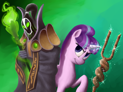 Size: 1600x1200 | Tagged: safe, artist:vistamage, starlight glimmer, g4, crossover, dota, dota 2, rubick, s5 starlight, staff, staff of sameness