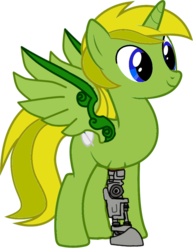 Size: 784x1018 | Tagged: safe, artist:warhammer kombatant, oc, oc only, oc:braveheart, alicorn, pony, alicorn oc, augmented, male, prosthetic limb, prosthetic wing, prosthetics, simple background, transparent background, vector