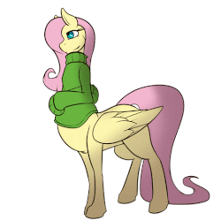Size: 480x480 | Tagged: safe, artist:conmanwolf, fluttershy, centaur, pegasus, ponytaur, anthro, taur, unguligrade anthro, g4, animated, anthro centaur, blinking, centaurs doing horse things, centaurshy, clothes, cute, female, hoof tapping, horses doing horse things, pegataur, raised hoof, smiling, solo, stomping, sweater, sweatershy, tapping