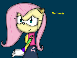Size: 848x640 | Tagged: safe, artist:pinkheadphones12, fluttershy, anthro, g4, female, solo, sonic the hedgehog (series), sonicified