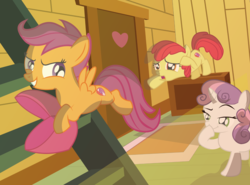 Size: 1908x1412 | Tagged: safe, artist:rocketsex, apple bloom, scootaloo, sweetie belle, crusaders of the lost mark, g4, accessory theft, apple bloom's bow, boop, bow, cutie mark, cutie mark crusaders, hair bow, self-boop, the cmc's cutie marks