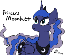 Size: 1482x1253 | Tagged: safe, artist:baratus93, princess luna, g4, moonbutt, simple background, text, transparent background