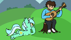 Size: 1920x1080 | Tagged: safe, artist:baratus93, lyra heartstrings, human, g4, guitar, human in equestria, musical instrument
