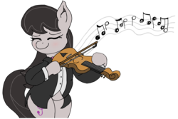 Size: 3000x2000 | Tagged: safe, artist:baratus93, octavia melody, g4, blushing, female, high res, music, music notes, musical instrument, smiling, solo, violin
