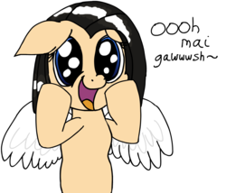 Size: 1400x1200 | Tagged: safe, artist:baratus93, oc, oc only, oc:sky weaver, pegasus, pony, dialogue, reaction image, simple background, smiling, squee, transparent background