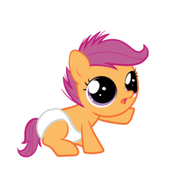 Size: 3000x3000 | Tagged: safe, artist:zigrock, scootaloo, pony, g4, baby, baby pony, baby scootaloo, cute, cutealoo, diaper, foal, high res, simple background, transparent background, vector, wingless