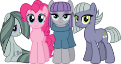 Size: 8559x4538 | Tagged: safe, artist:osipush, limestone pie, marble pie, maud pie, pinkie pie, earth pony, pony, g4, absurd resolution, female, pie family, pie sisters, siblings, simple background, sisters, smiling, transparent background, vector