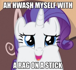 Size: 653x600 | Tagged: safe, edit, edited screencap, screencap, rarity, g4, my little pony: friendship is magic, rarity takes manehattan, fat, female, i wash myself with a rag on a stick, image macro, male, meme, solo, the simpsons