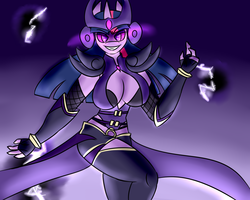 Size: 1280x1024 | Tagged: safe, artist:mrironmustang, twilight sparkle, anthro, g4, clothes, crossover, female, league of legends, socks, syndra, thigh highs