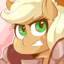 Size: 128x128 | Tagged: dead source, safe, artist:sirmasterdufel, applejack, g4, armor, female, icon, solo, warrior