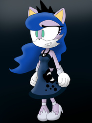 Size: 1024x1365 | Tagged: safe, artist:uwdr-64, princess luna, anthro, g4, female, solo, sonic the hedgehog (series), sonicified